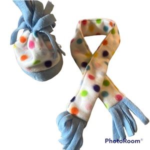 Super Cute Blue Polka Dot Designer Dog Hat & Scarf